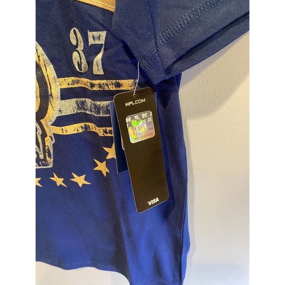 St. Louis Rams‎ NFL Football T-Shirt - Premium Stitched Letters Size S Blue NWT - Picture 4 of 7